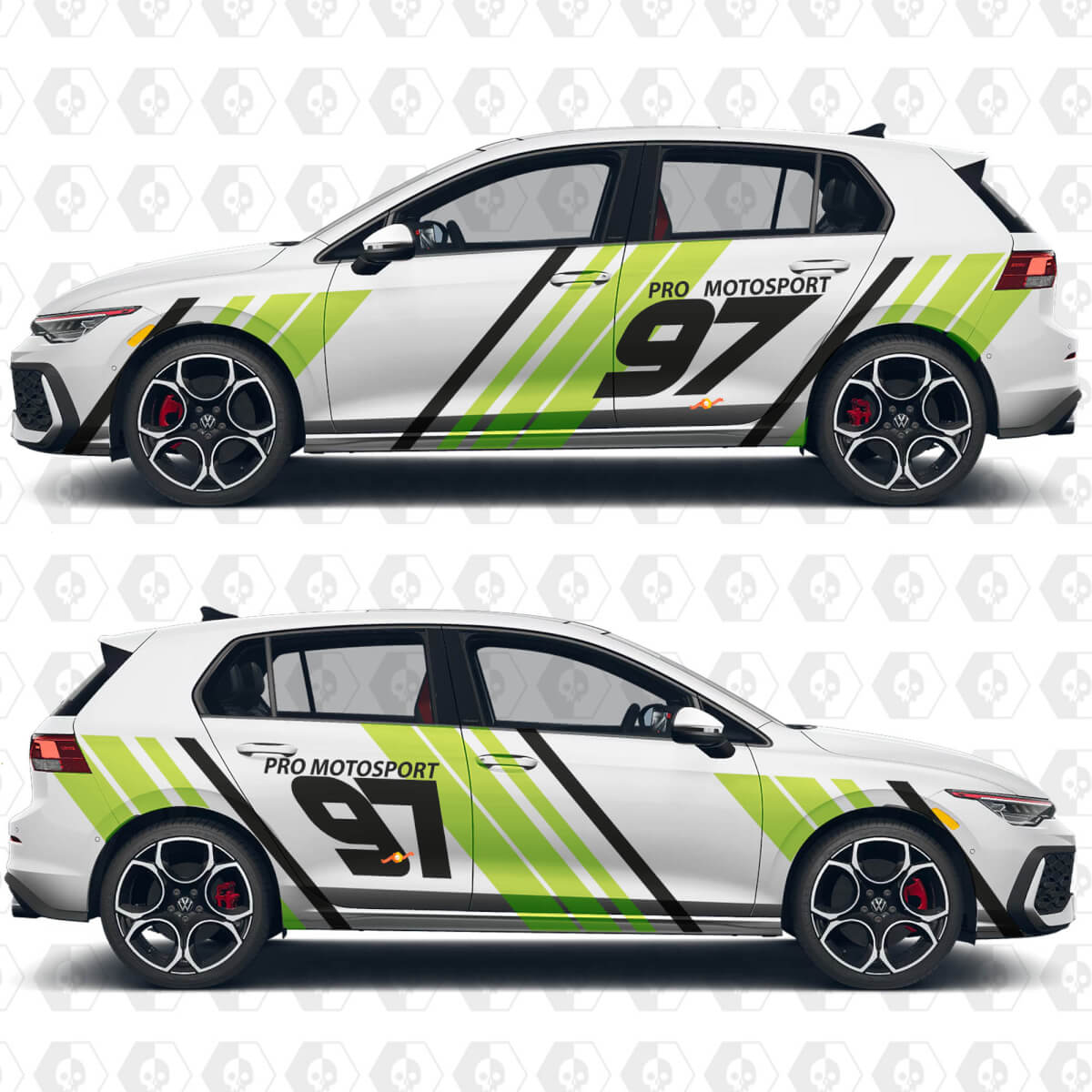 Benutzerdefinierte Textnummer Wickel-Sport-Vinyl-Aufkleber für Volkswagen Golf Gti