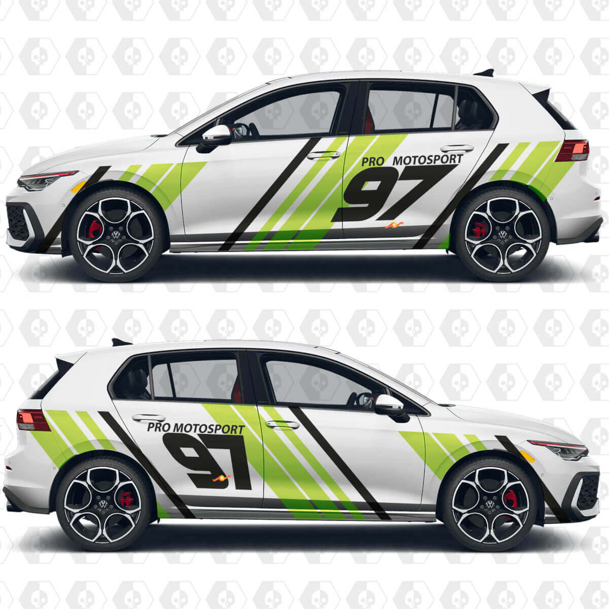 Benutzerdefinierte Textnummer Wickel-Sport-Vinyl-Aufkleber für Volkswagen Golf Gti