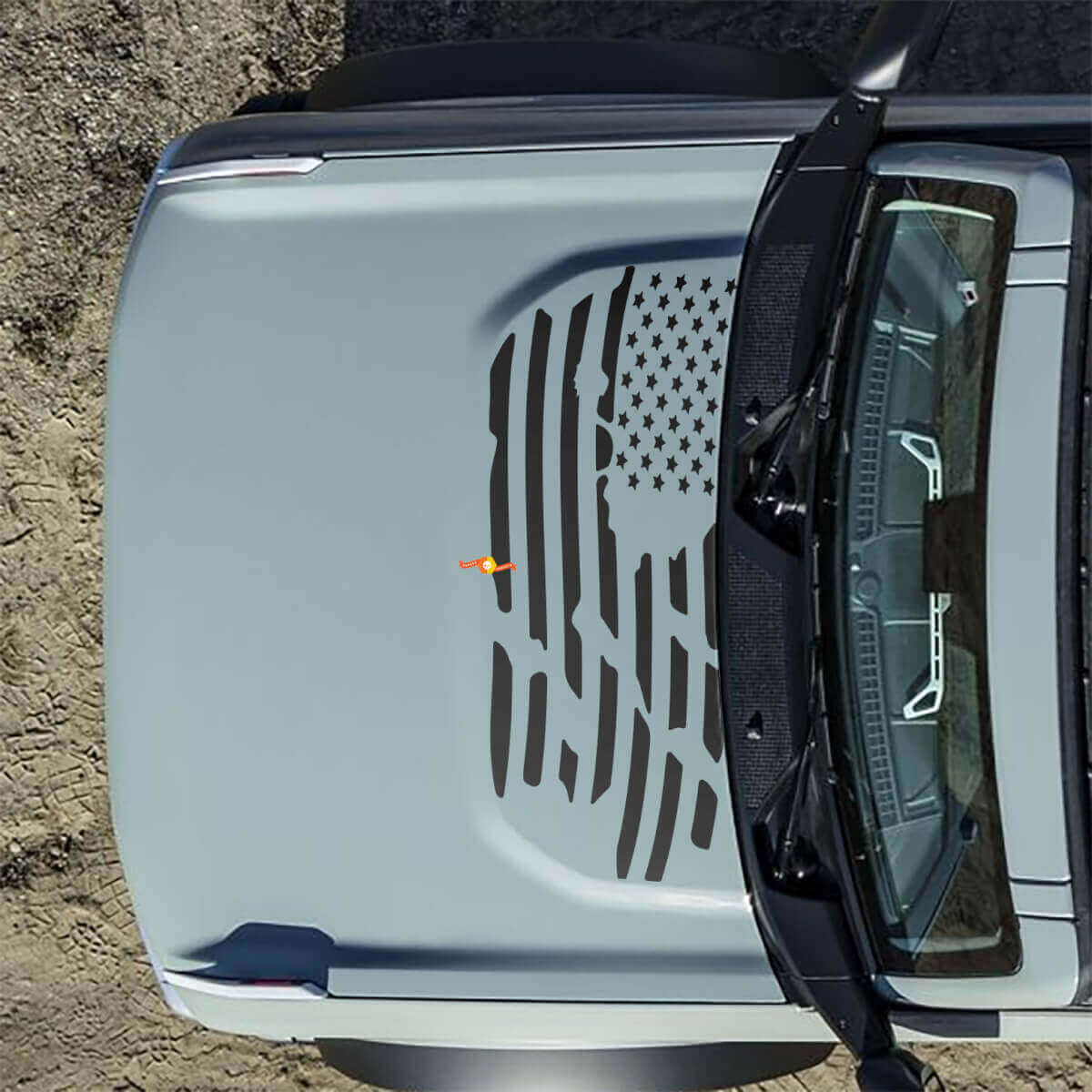 Motorhaube Amerikanische US-Flagge Zerstörte Aufkleber Sticker für Musclecar horse