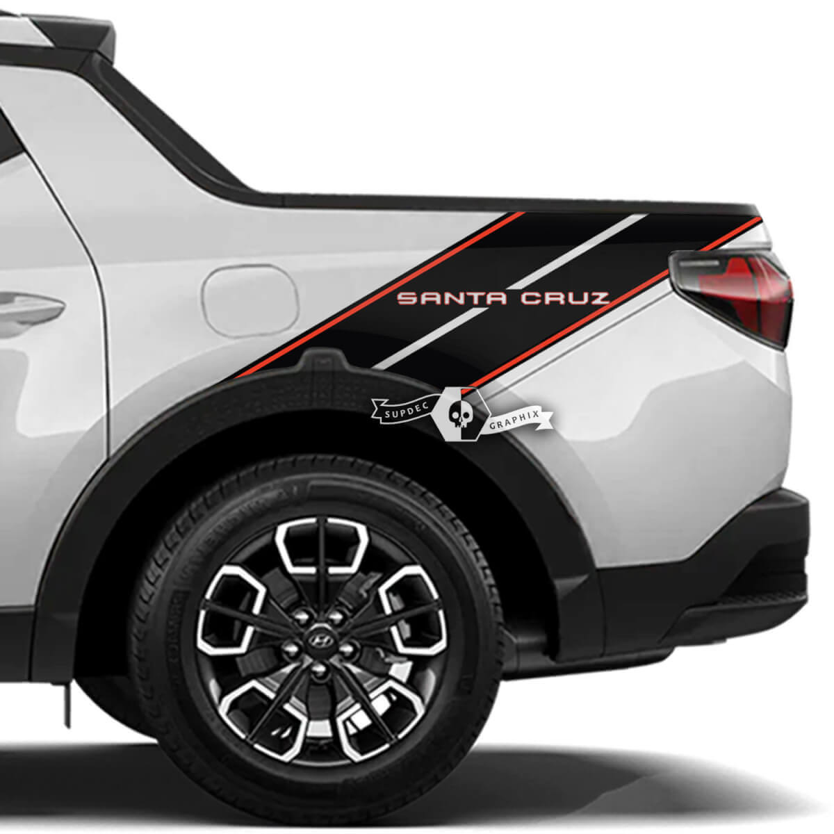 Seitlicher Kotflügel Vinyl-Aufkleber Decal Grafik-Set 2 Farben passend für Hyundai Santa Cruz