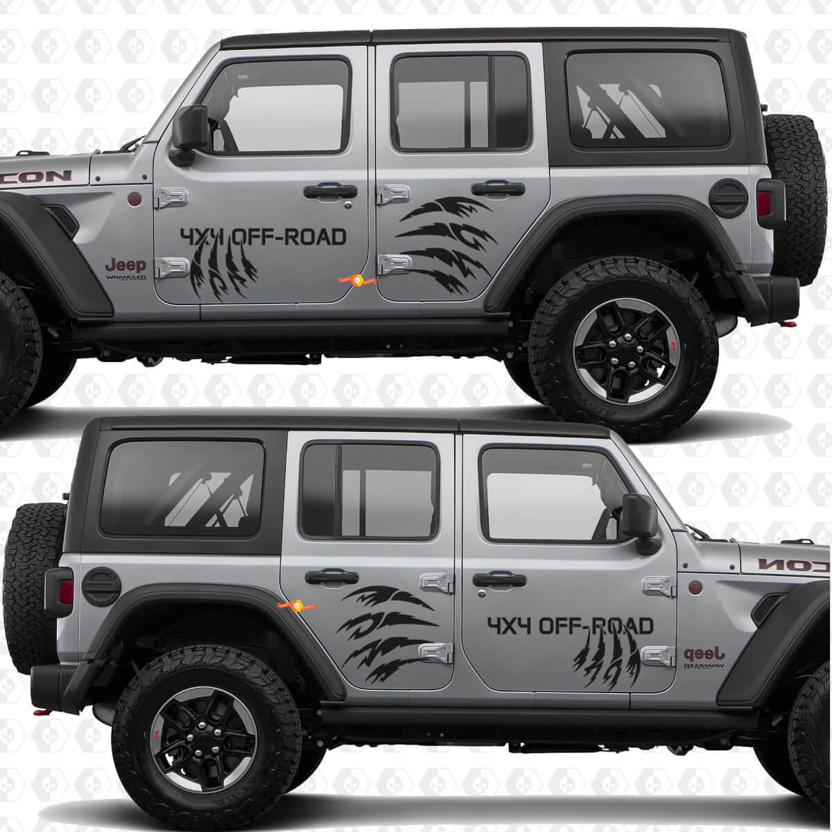 Paar Kratzspuren Seiten Türen Vinyl Aufkleber Sticker 4x4 Offroad Mokap passend für Jeep Wrangler Rubicon 4h4