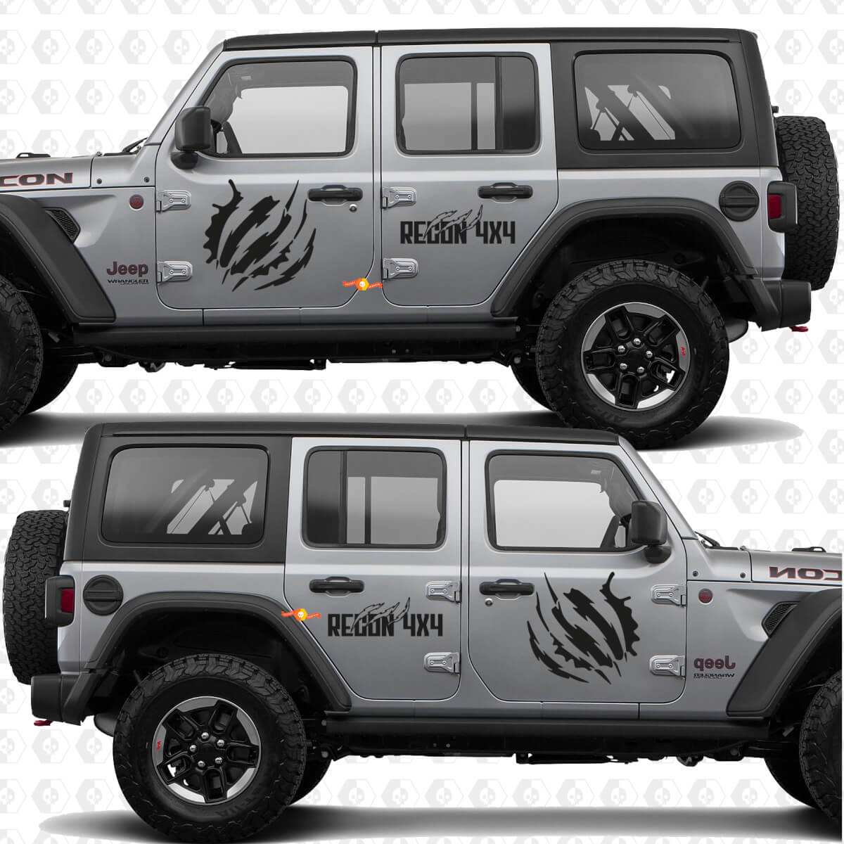 Paar Kratzspuren Seiten Türen Vinyl Aufkleber Sticker Recon 4x4 mokap geeignet für Jeep Wrangler Rubicon 4h4