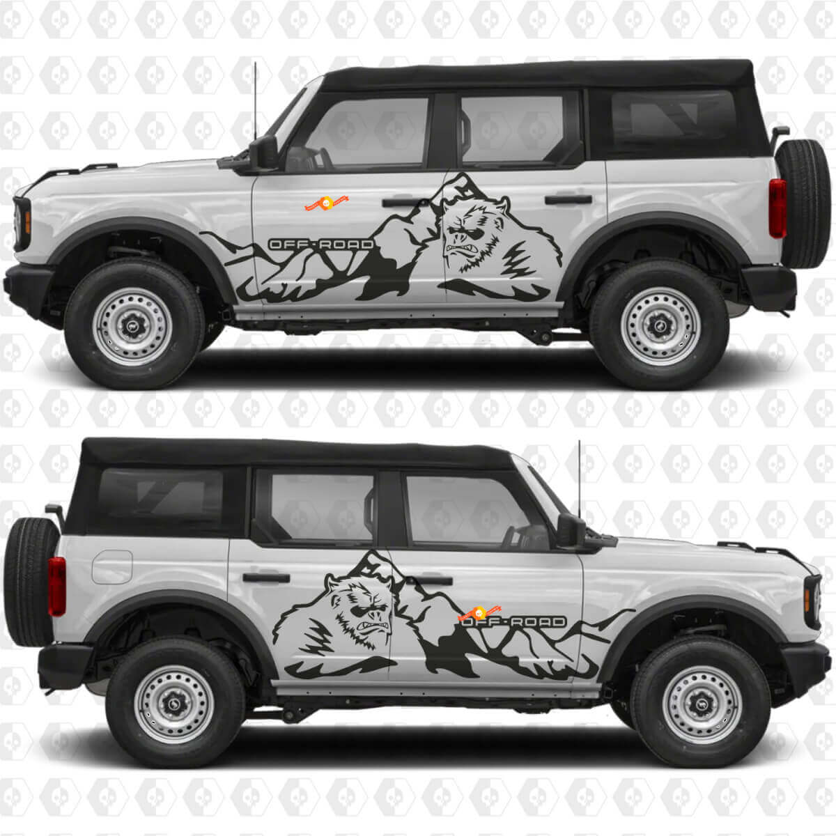 Yeti 4x4 Offroad Berge Seitentür-Grafiken Vinyl-Aufkleber passt für Ford Bronco