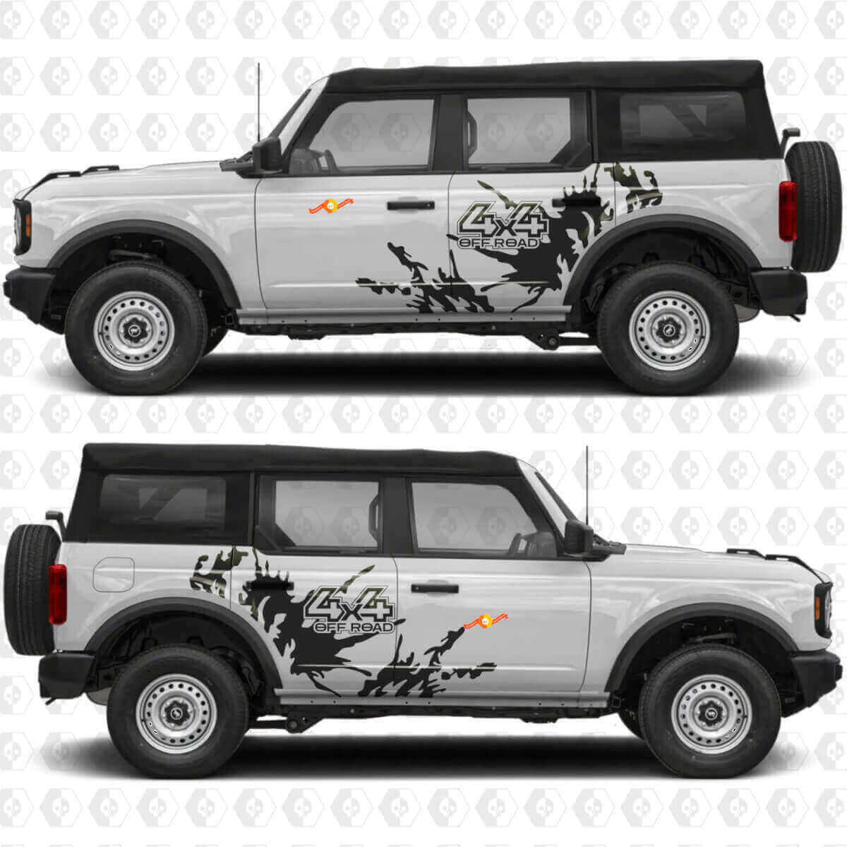 4x4 Offroad Schlamm Spritzschutz Seiten Vinyl Aufkleber Set für Musclecar Horse
