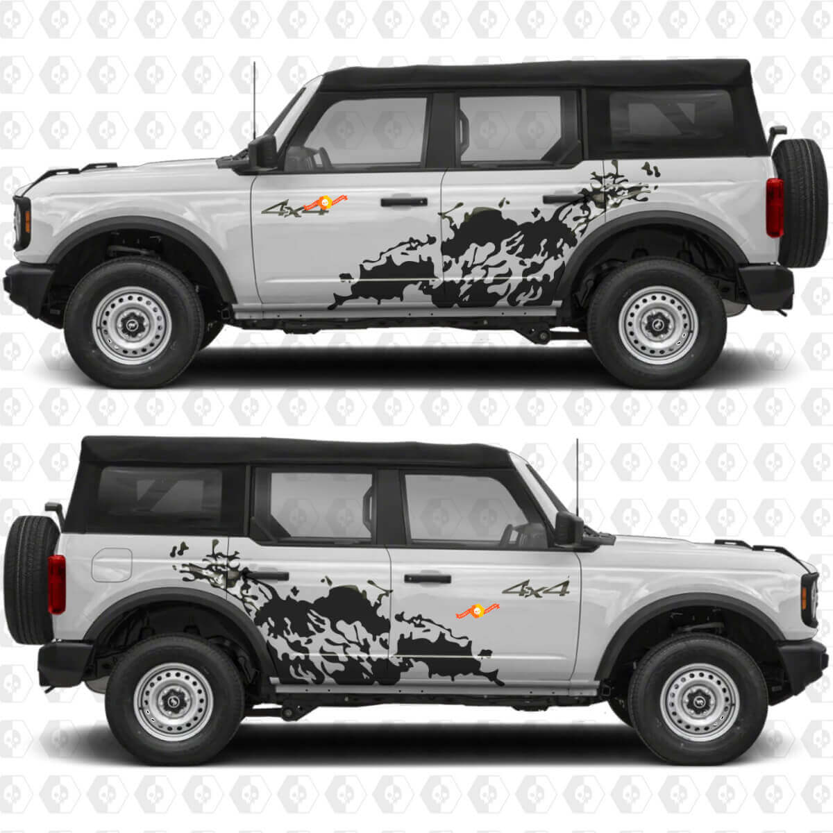 4x4 Offroad Schutz Seiten Türen Vinyl Aufkleber Sticker Grafik 4 für Ford Bronco