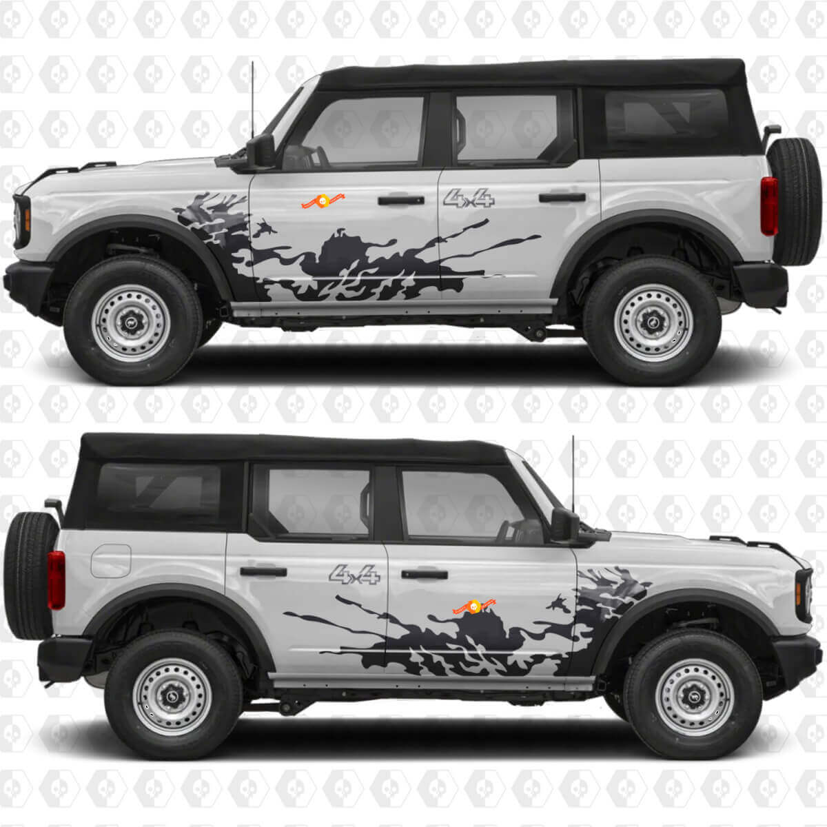 4x4 Offroad Spritzschutz Seitentüren Vinyl Aufkleber Sticker Grafik 2 für Ford Bronco
