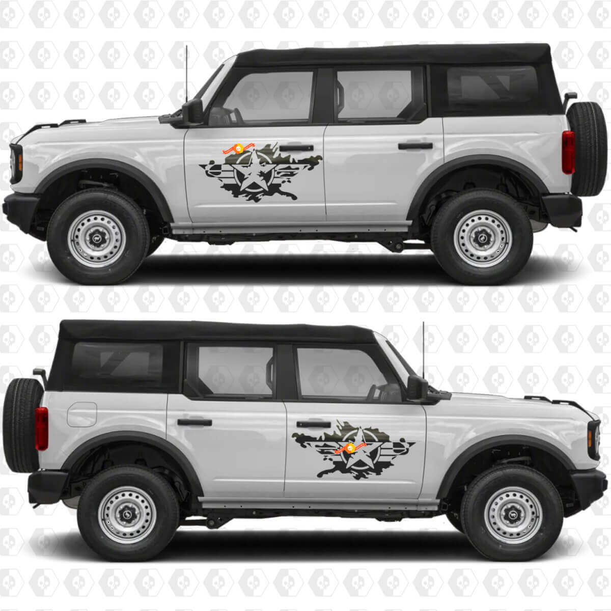 Military Star Splash Seitentür-Grafik Vinylaufkleber 2 passend für Ford Bronco