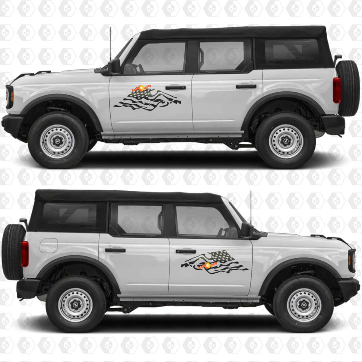 US USA Flag Seiten Türen Vinyl Aufkleber Sticker Grafiken 2 für Ford Bronco