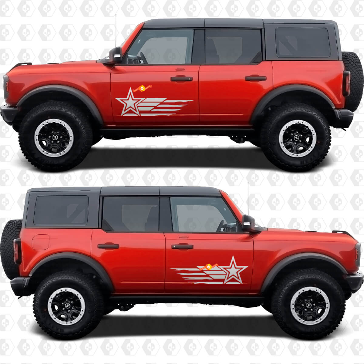 USA-Flagge Militärstern Seiten-Tür Vinyl-Aufkleber-Set für Musclecar Horse