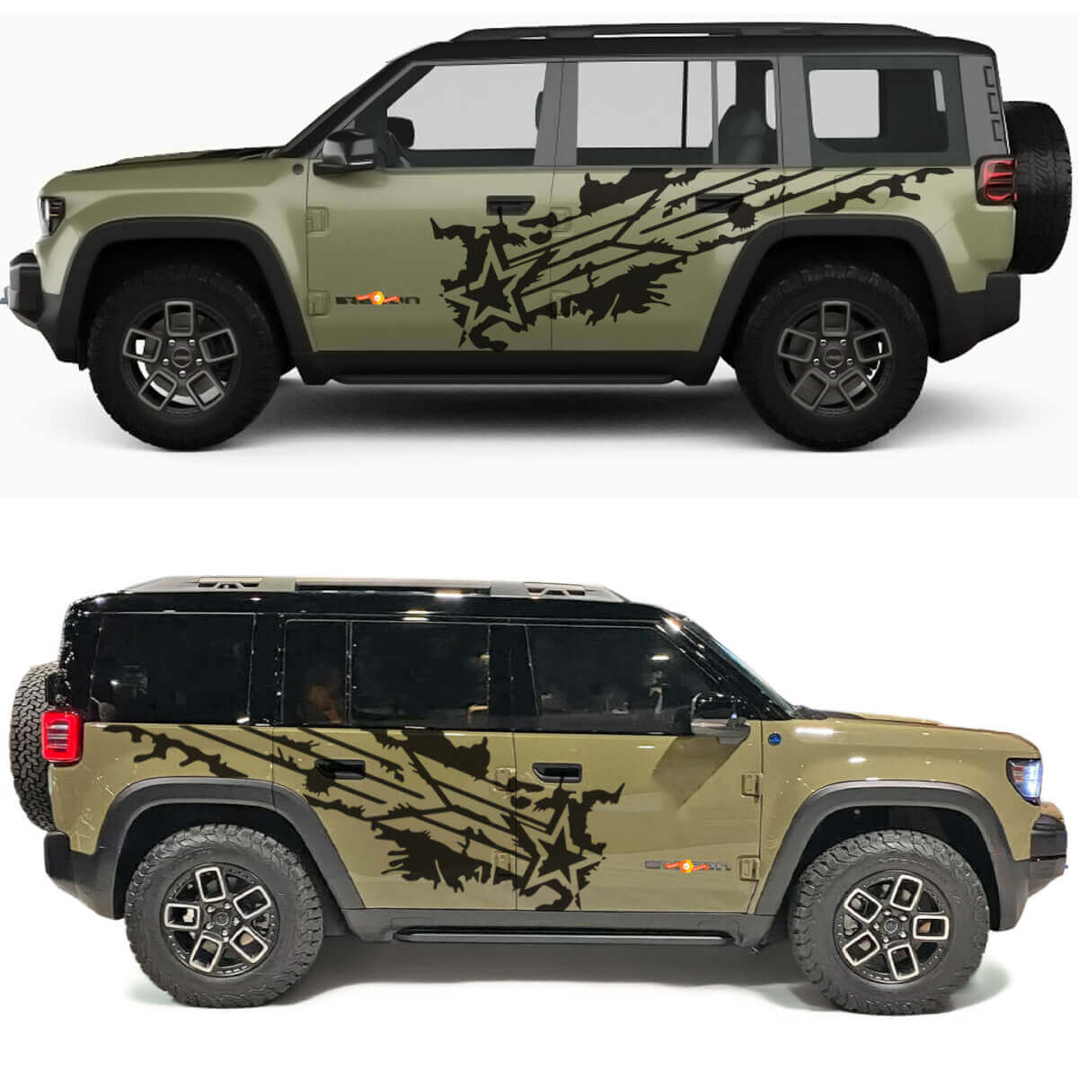 Military Star Splash Seiten Türen Vinyl Aufkleber für Jeep Recon