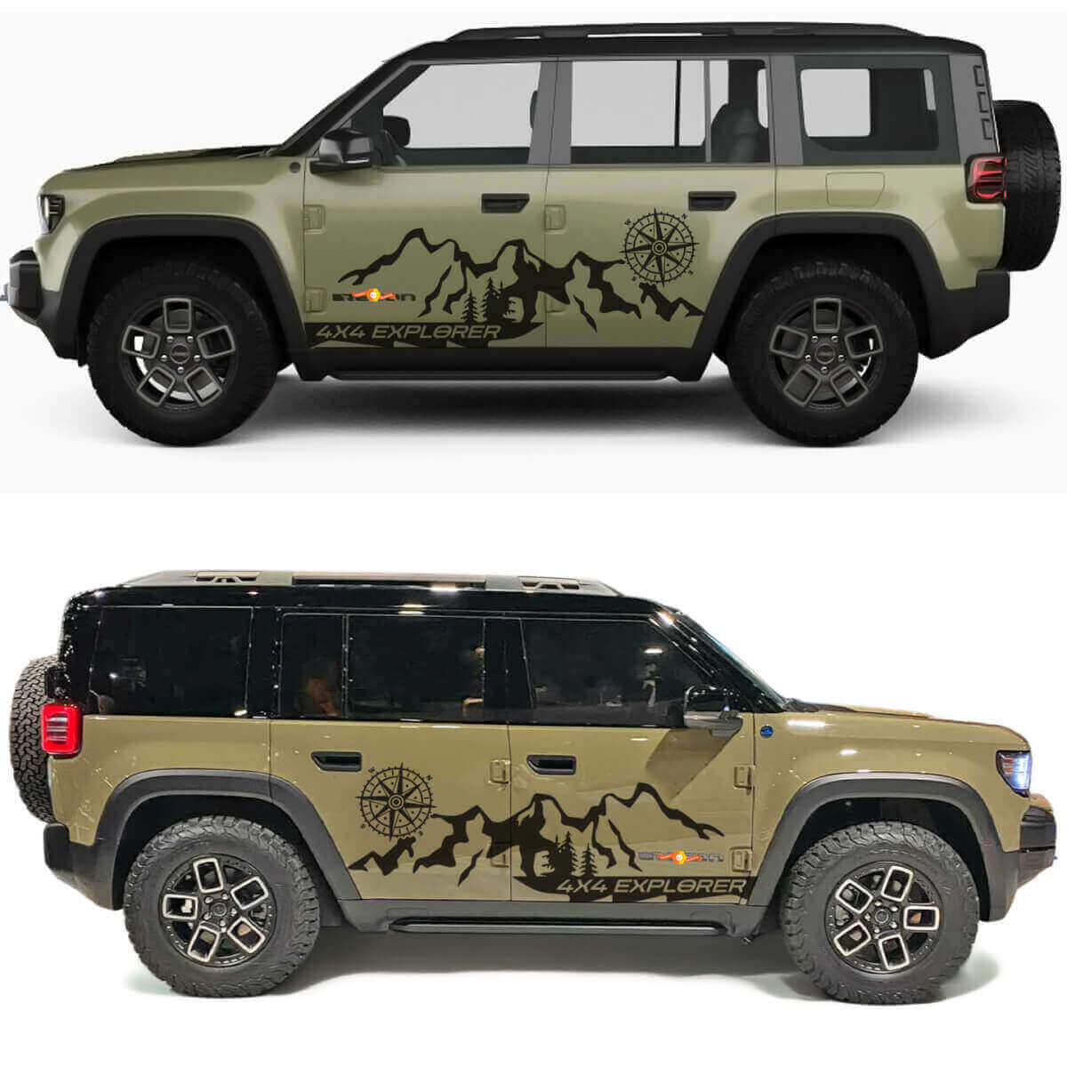 Kompass Explore Berg-Seitentüren Vinyl-Aufkleber für Jeep Recon