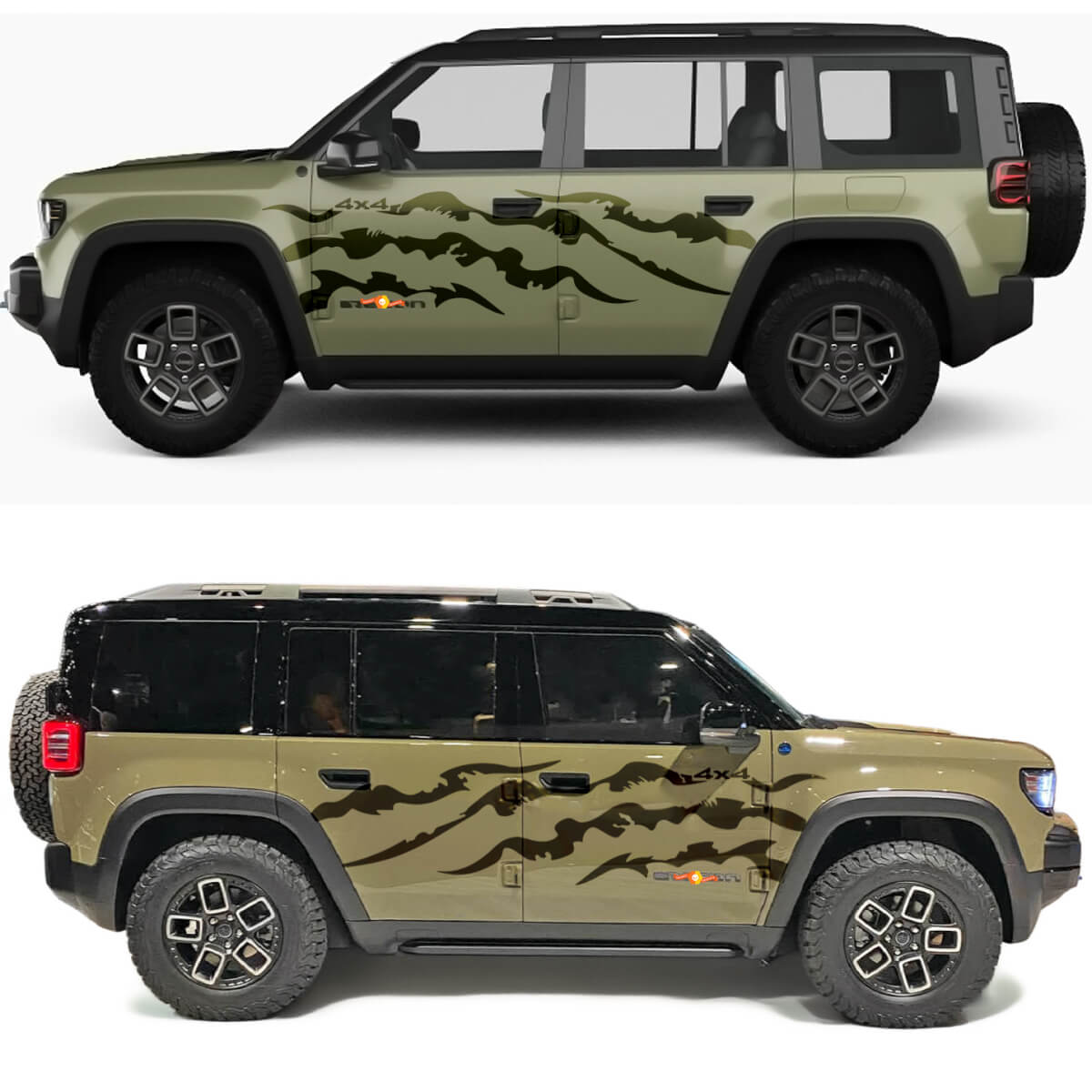 4x4 Kratzer Seiten Tür Vinylaufkleber 2 für Jeep Recon