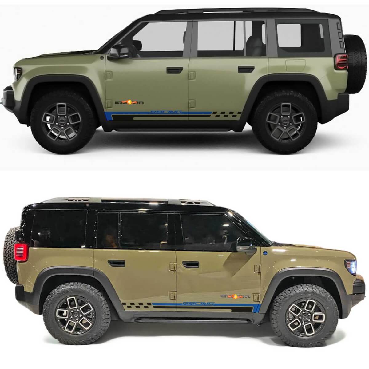 Streifen Racing Seitentür Vinyl-Aufkleber 2 für Jeep Recon