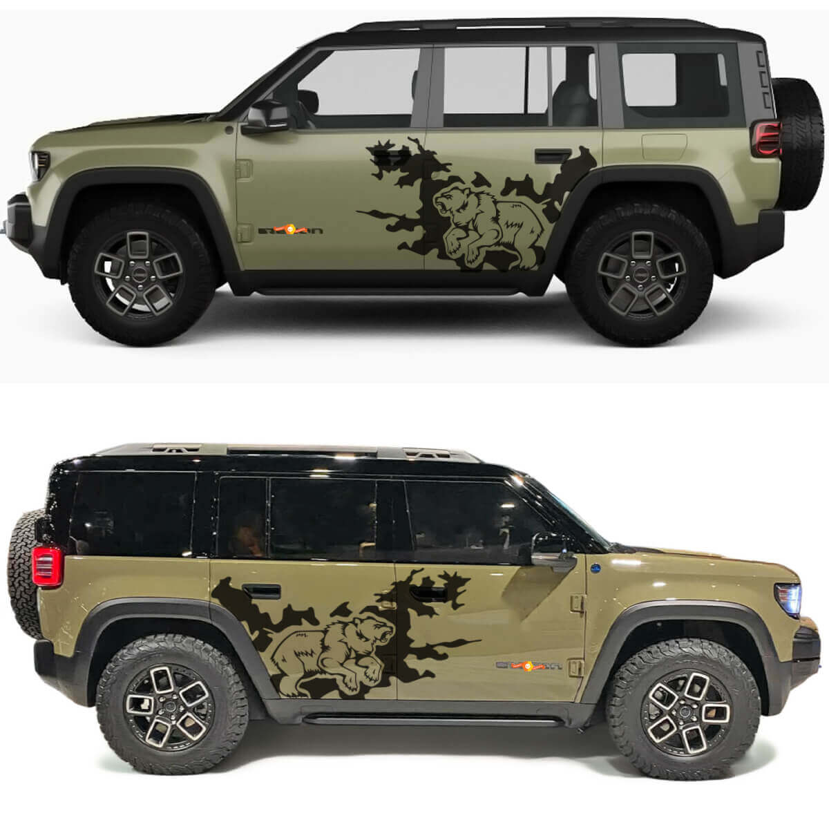 Bear Splash Seitentüren Vinyl-Aufkleber für Jeep Recon