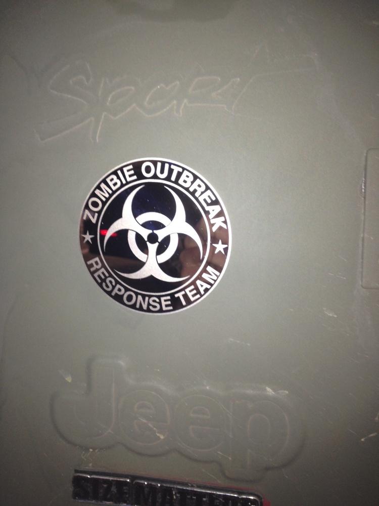 Zombie-Ausbruchsreaktionsteam Biohazard Kotflügel Vinyl-Aufkleber für Jeep Wrangler