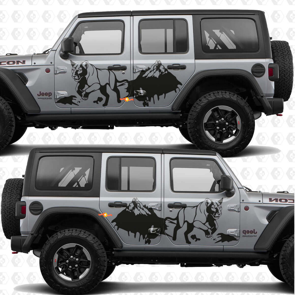 Cougar Mountains Splash Seitentür Vinyl-Aufkleber passend für Jeep Wrangler