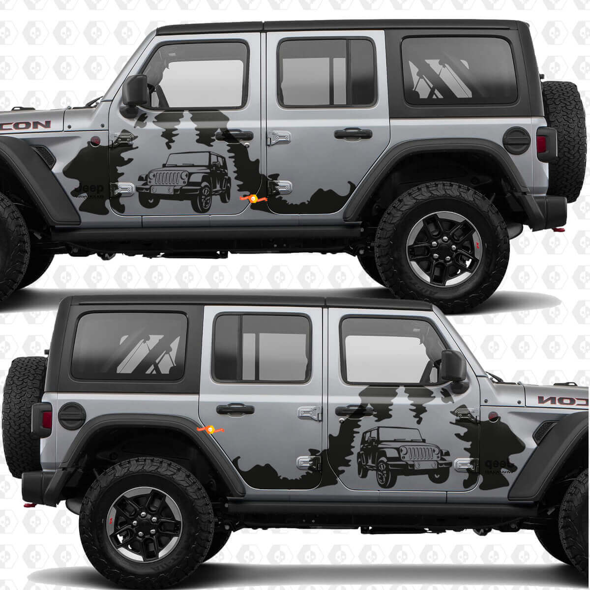 Overland Forest Splash Seiten Türen Vinyl-Aufkleber passend für Jeep Wrangler