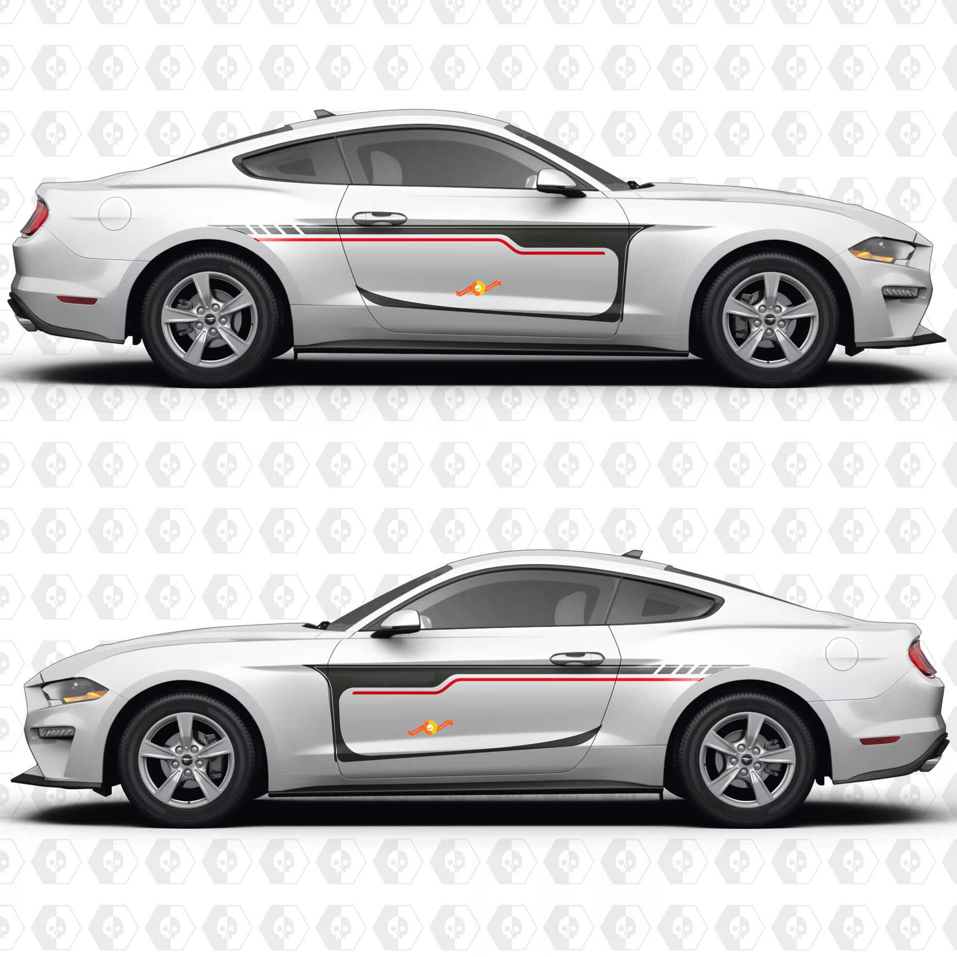 Classic Stripes Seitentür Vinylaufkleber für Ford Mustang 2014-2023