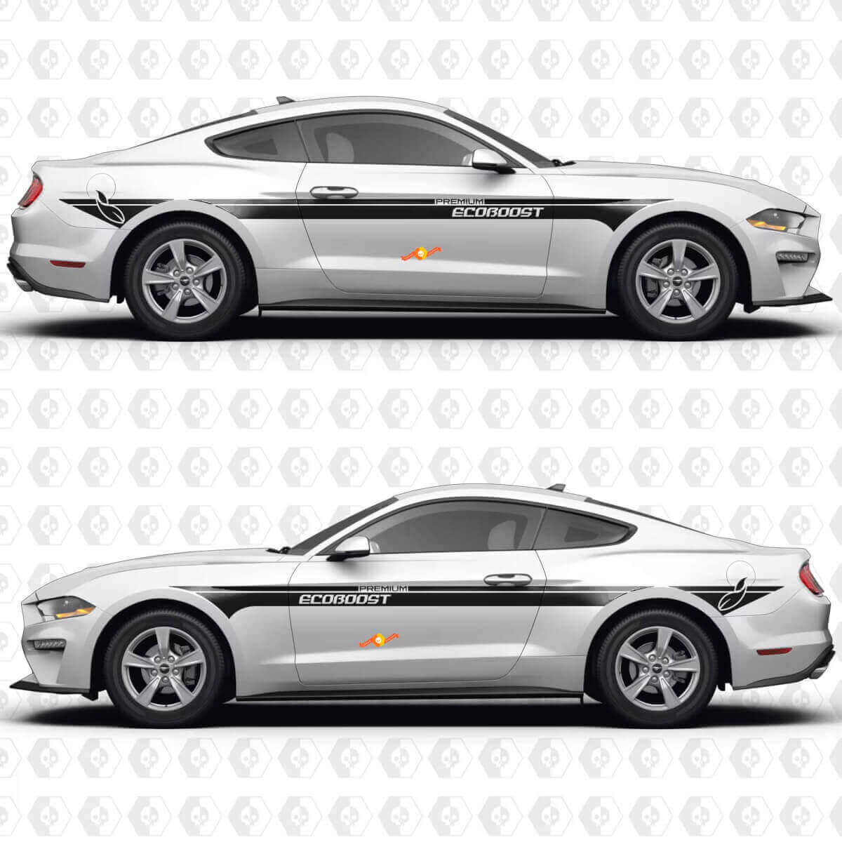 S550 EcoBoost Premium Doppel Parallel Streifen Seitentüren Vinyl Aufkleber Sticker für Ford Mustang