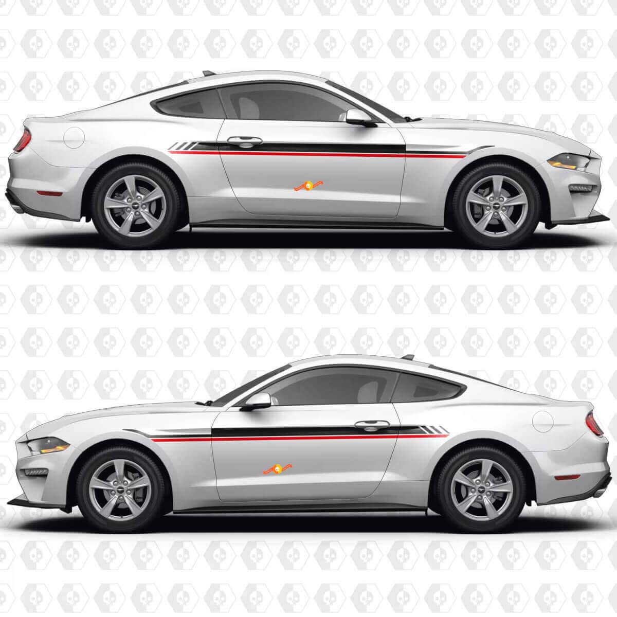 Duales Racing-Seitstreifen Vinyl-Aufkleber-Set für Musclecar Mustang S550