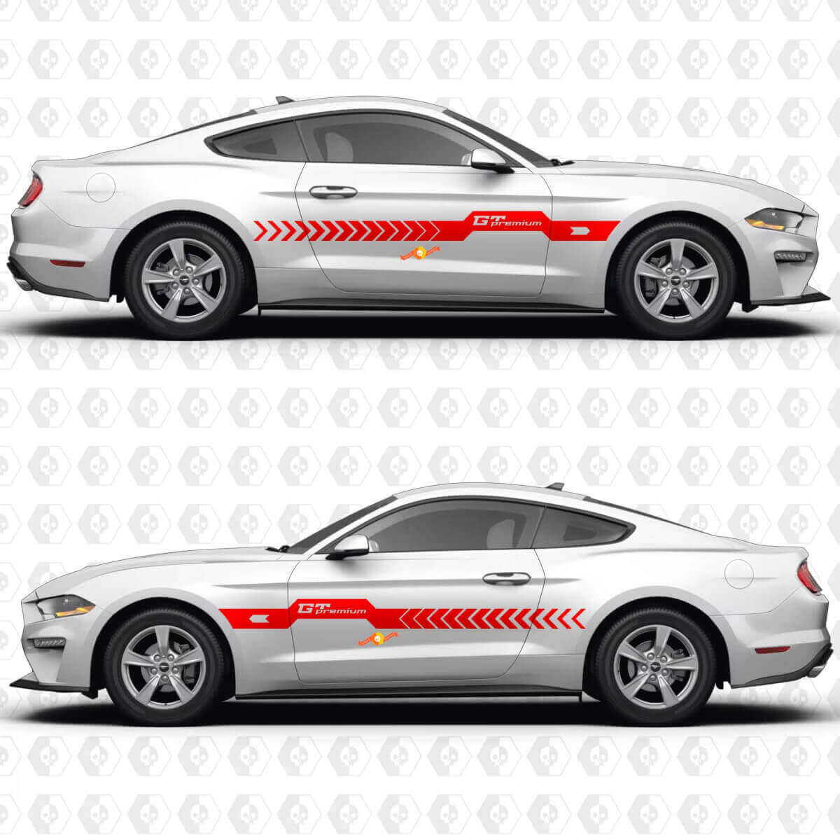 S550 GT Premium Center Dicke Streifen Geteilte Seitentüren Vinylaufkleber Sticker für Ford Mustang