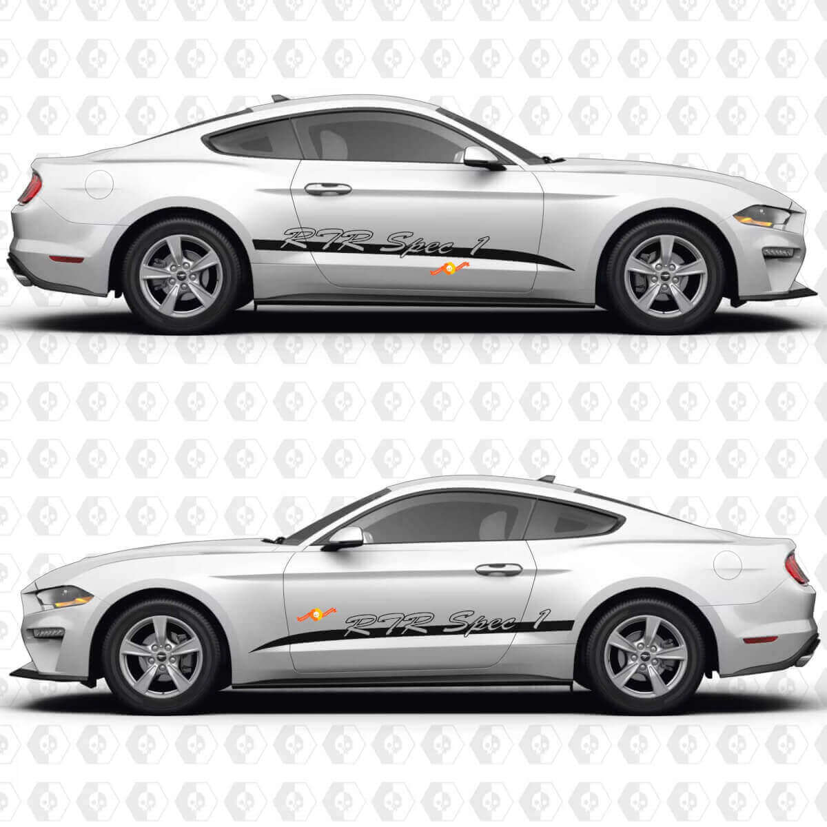 S550 Negativraum-Streifen-RTR Spec 1 Seitentüren Vinylaufkleber für Ford Mustang