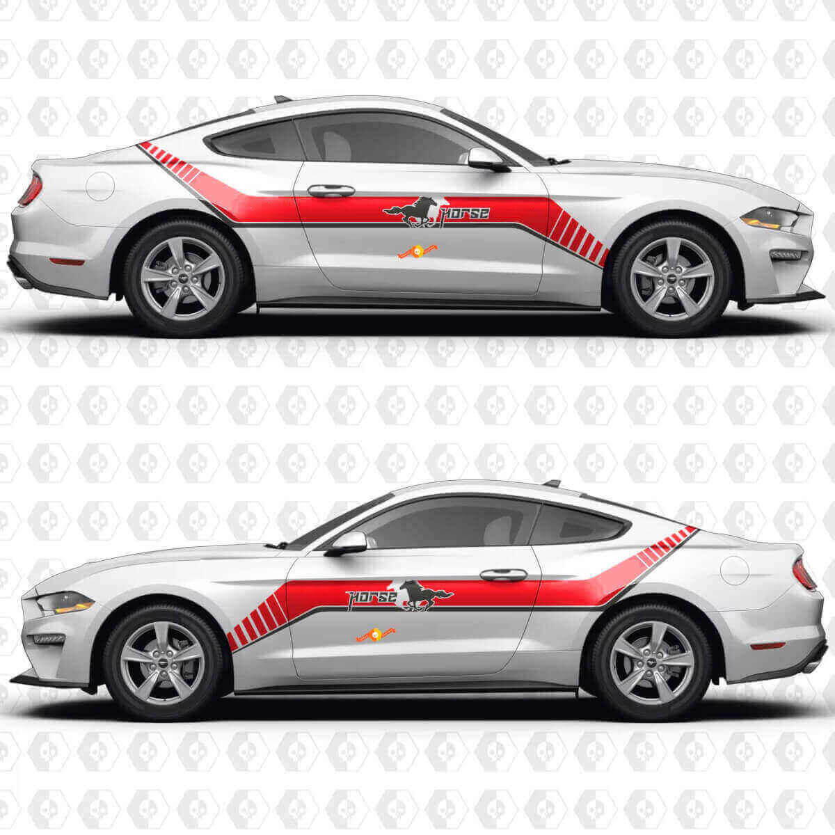 Pferd Offset Streifen Seitentür Vinyl Aufkleber Sticker Grafik für Musclecar Musclecarmodel