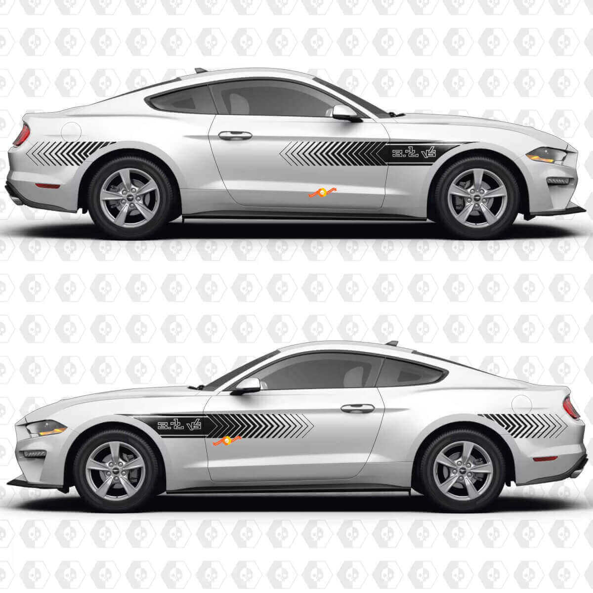 S550 Speed Line Muster 37L V6 Seitentüren Vinylaufkleber Sticker für Ford Mustang