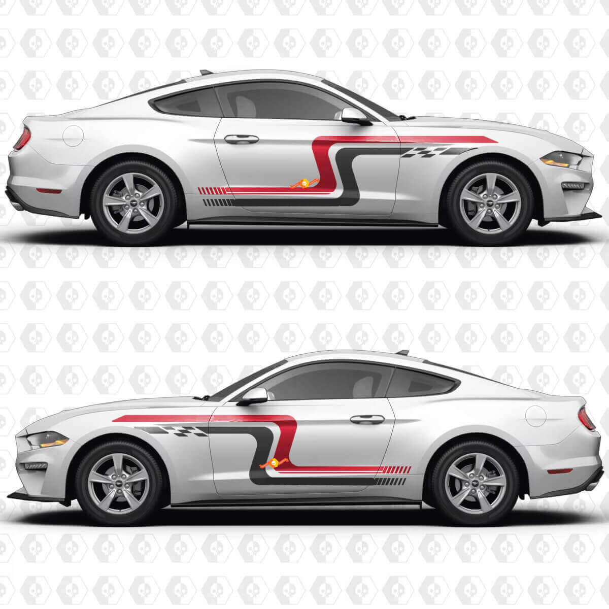 Vintage Racing Blocks Seiten Türen Vinyl Aufkleber Sticker Grafik für Musclecar Musclecarmodel