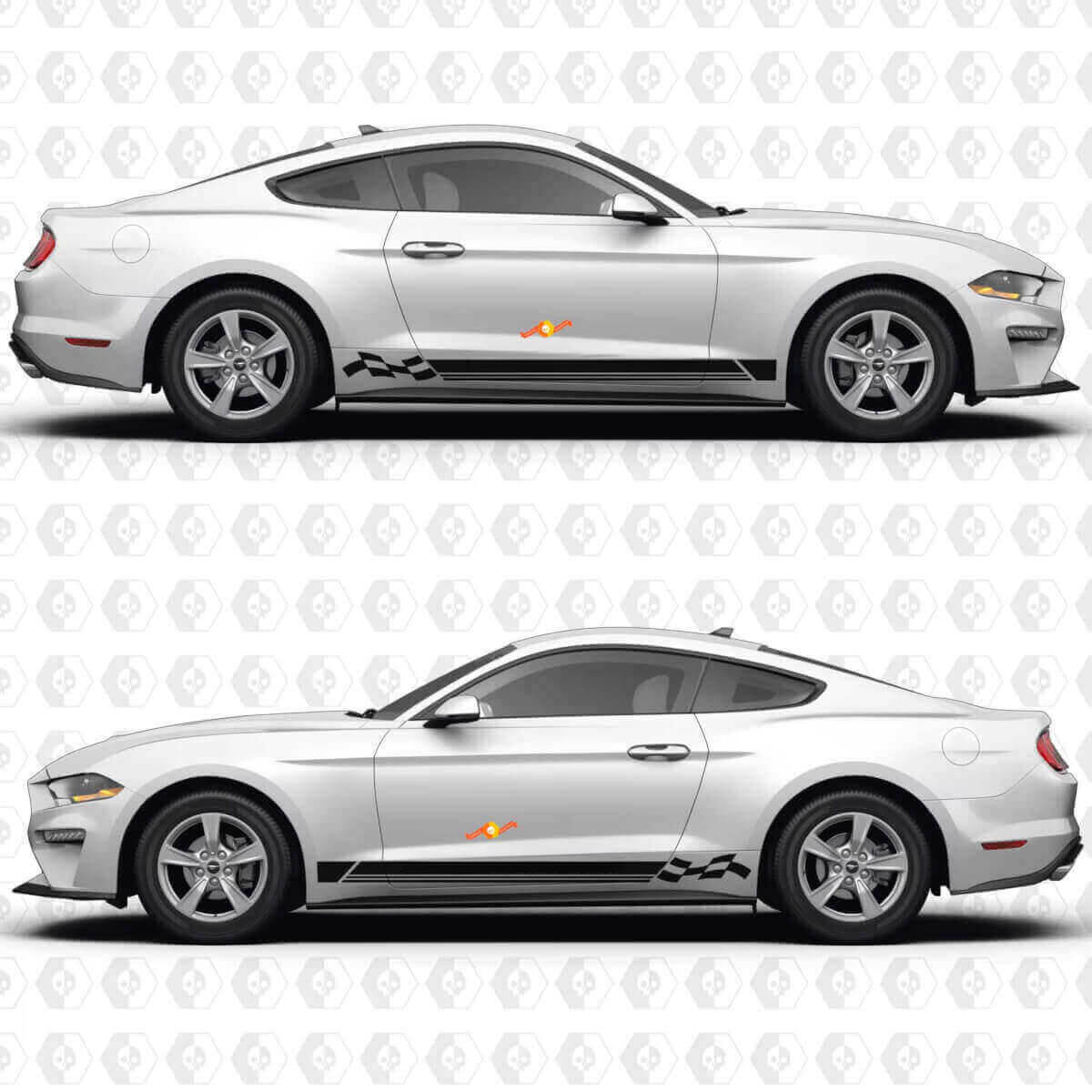California Special Triple Racing Streifen Seiten-Tür Vinyl Aufkleber Sticker Grafik für Musclecar Musclecarmodel