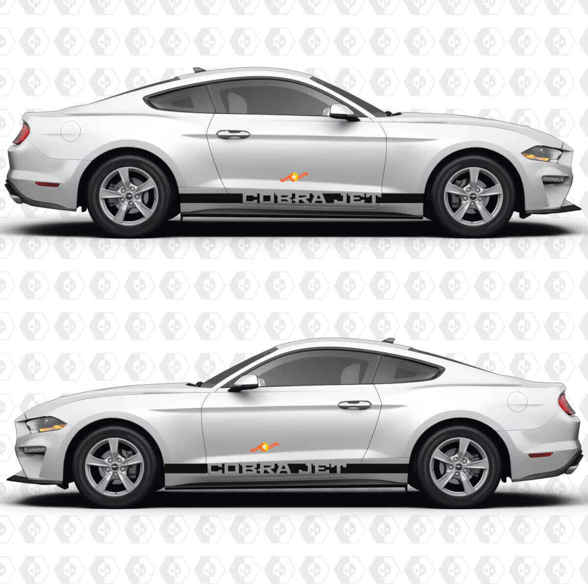 Negativer Raum Streifen Cobra Jet Seitentür Schweller Vinyl Aufkleber Sticker für Ford Mustang