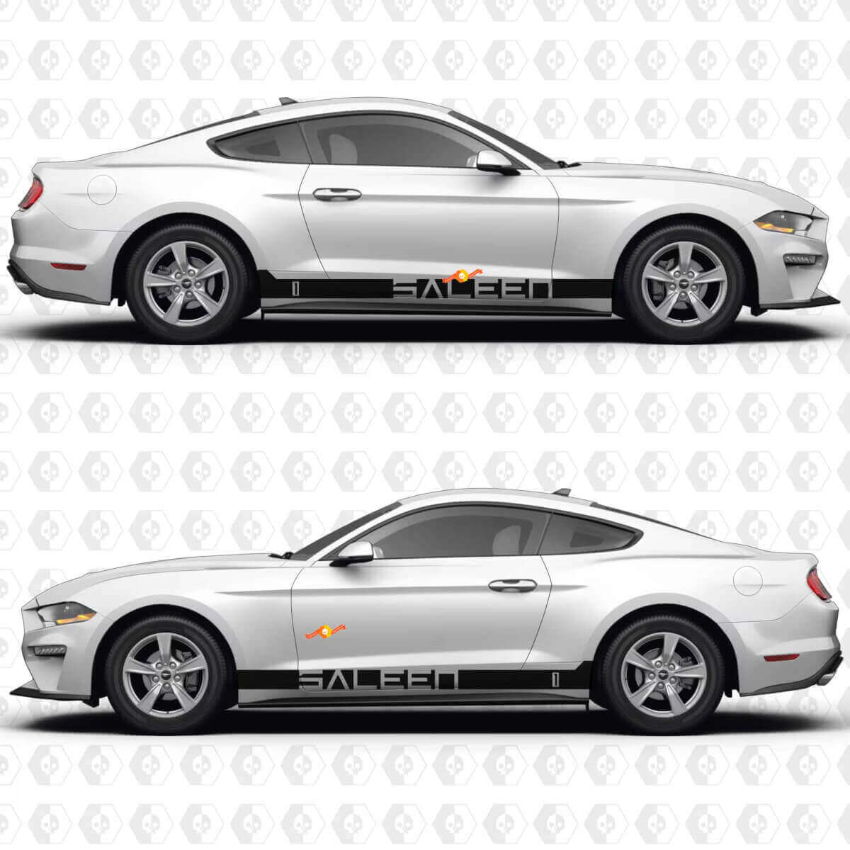 Negative Space Stripe Saleen Seiten Tür Schweller Vinyl Aufkleber Sticker für Ford Mustang