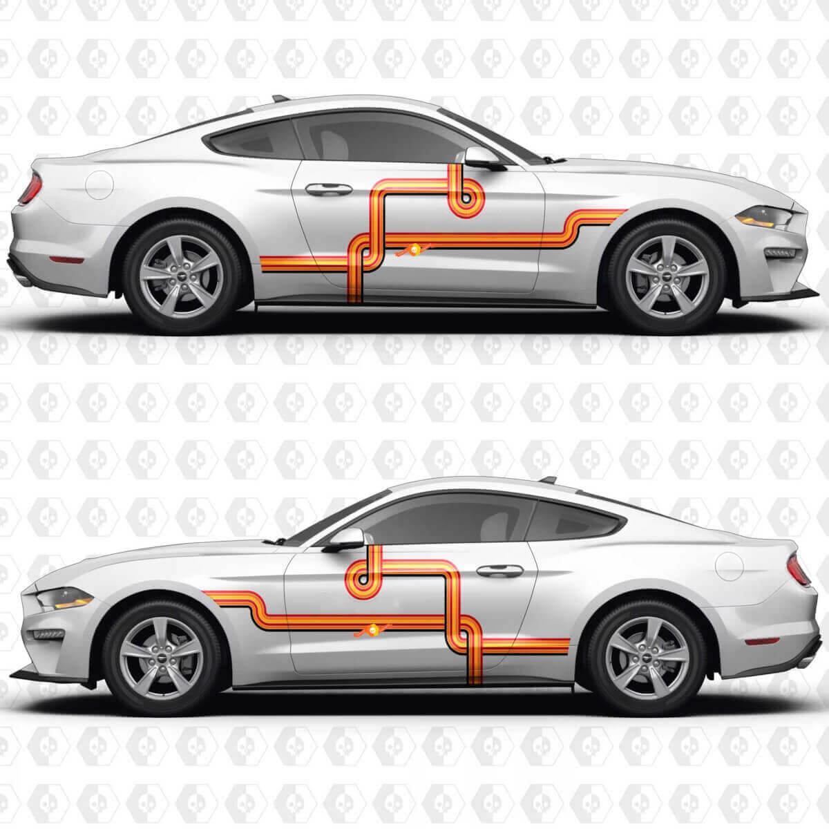 Old School Streifen Seiten Tür Vinylaufkleber Sticker Grafiken für Musclecar Musclecarmodel