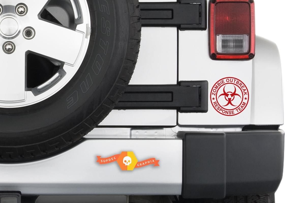 Rubicon Zombie Outbreak Response Team Schädel Aufkleber Decal für Jeep Wrangler Rubicon 1773