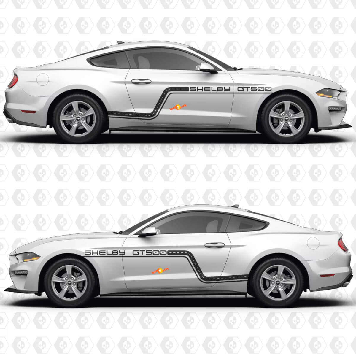 GT500 Rennstrecken-inspirierter Seitenstreifen Tür Vinyl-Aufkleber Set für Musclecar Musclecarmodel GT500