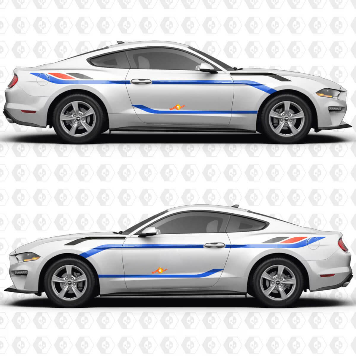 Vintage Racing Blocks Vinyl-Aufkleber für Seitentüren für Musclecar Musclecarmodel