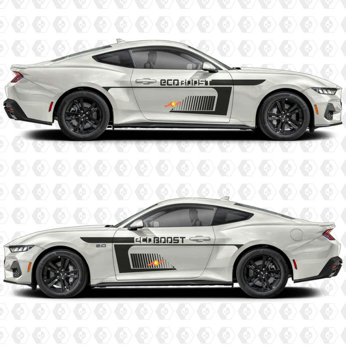 Negativer Raum Streifen EcoBoost Seitentür Vinyl Aufkleber Sticker für Ford Mustang