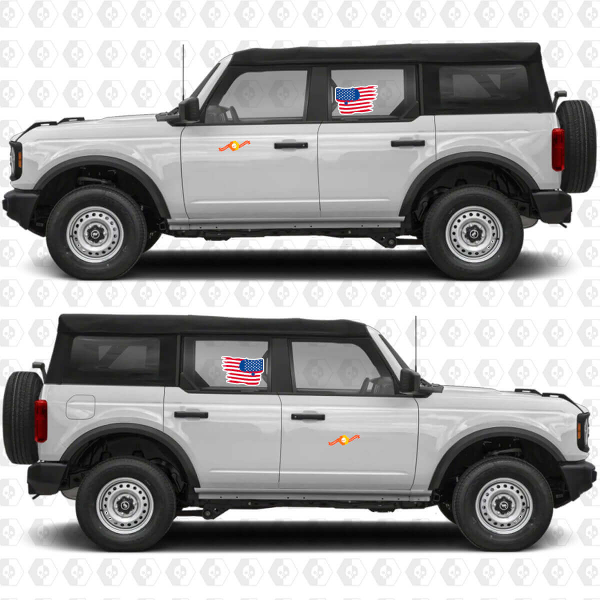 Abgenutzter US-Flagge Seitentür Vinyl-Aufkleber für Ford Bronco