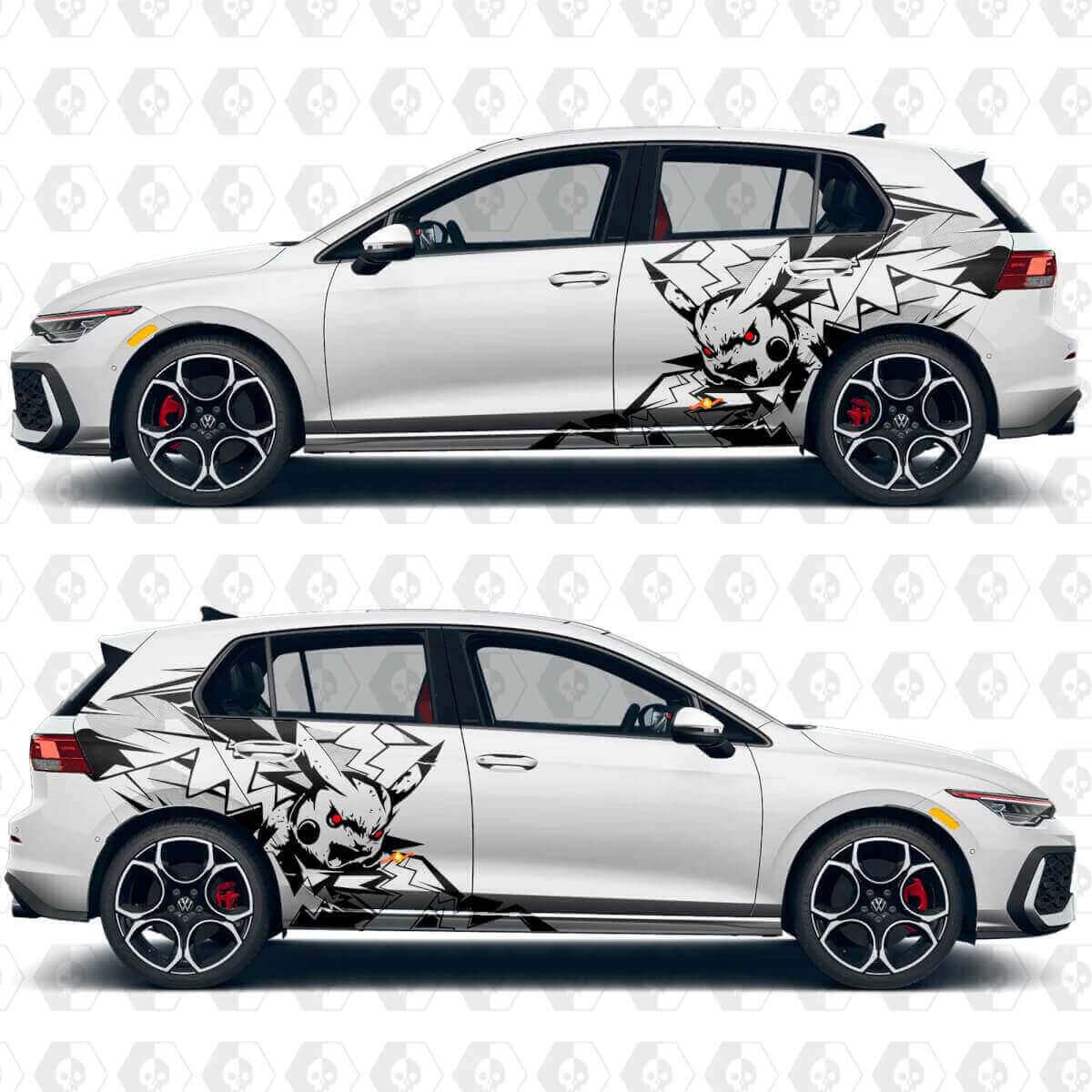 Pikachu Blitz Heck Kotflügel Vinyl Aufkleber Set für Volkswagen Golf