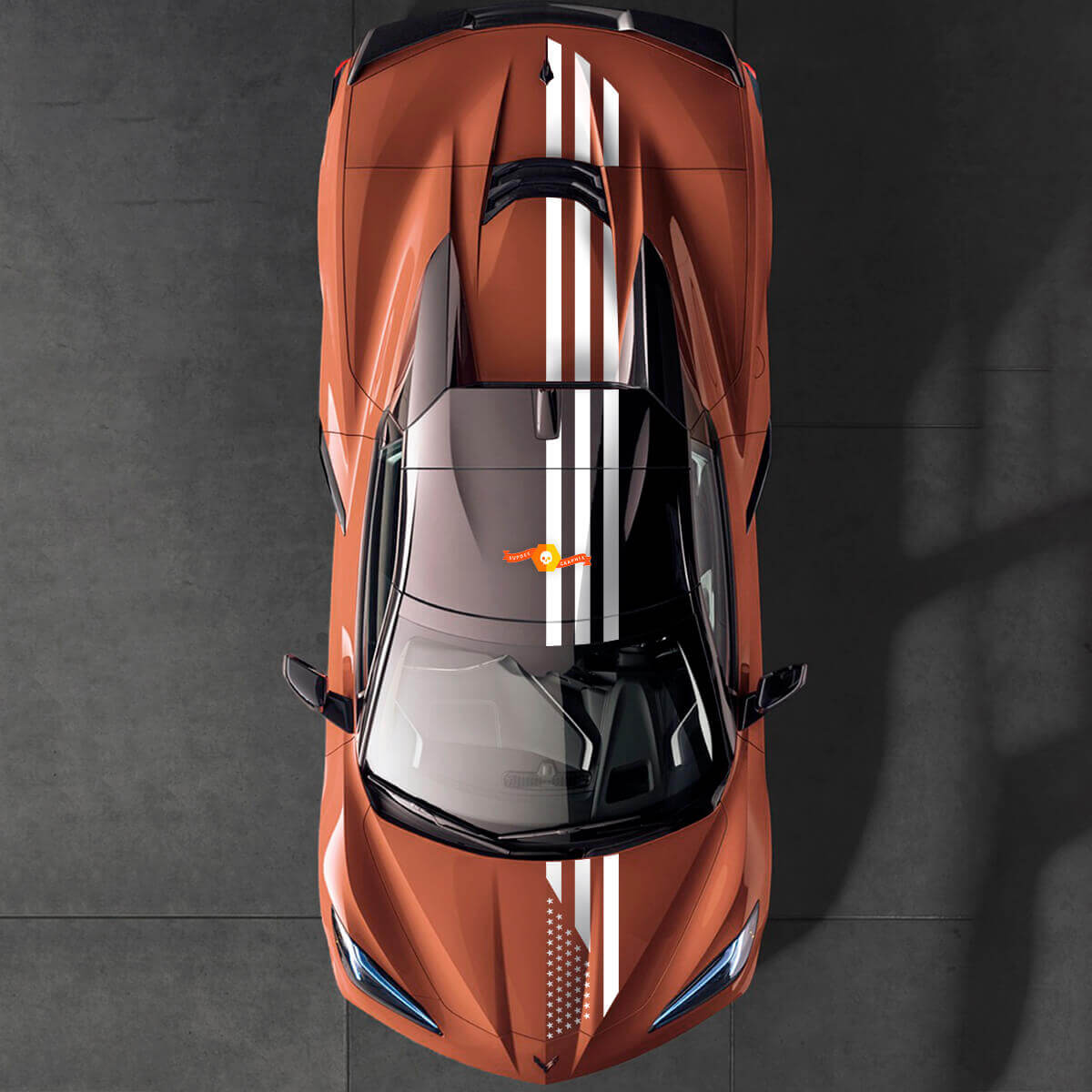 US-Flagge Obere Seitenstreifen Vinyl-Aufkleber-Kit für Chevrolet Corvette C8