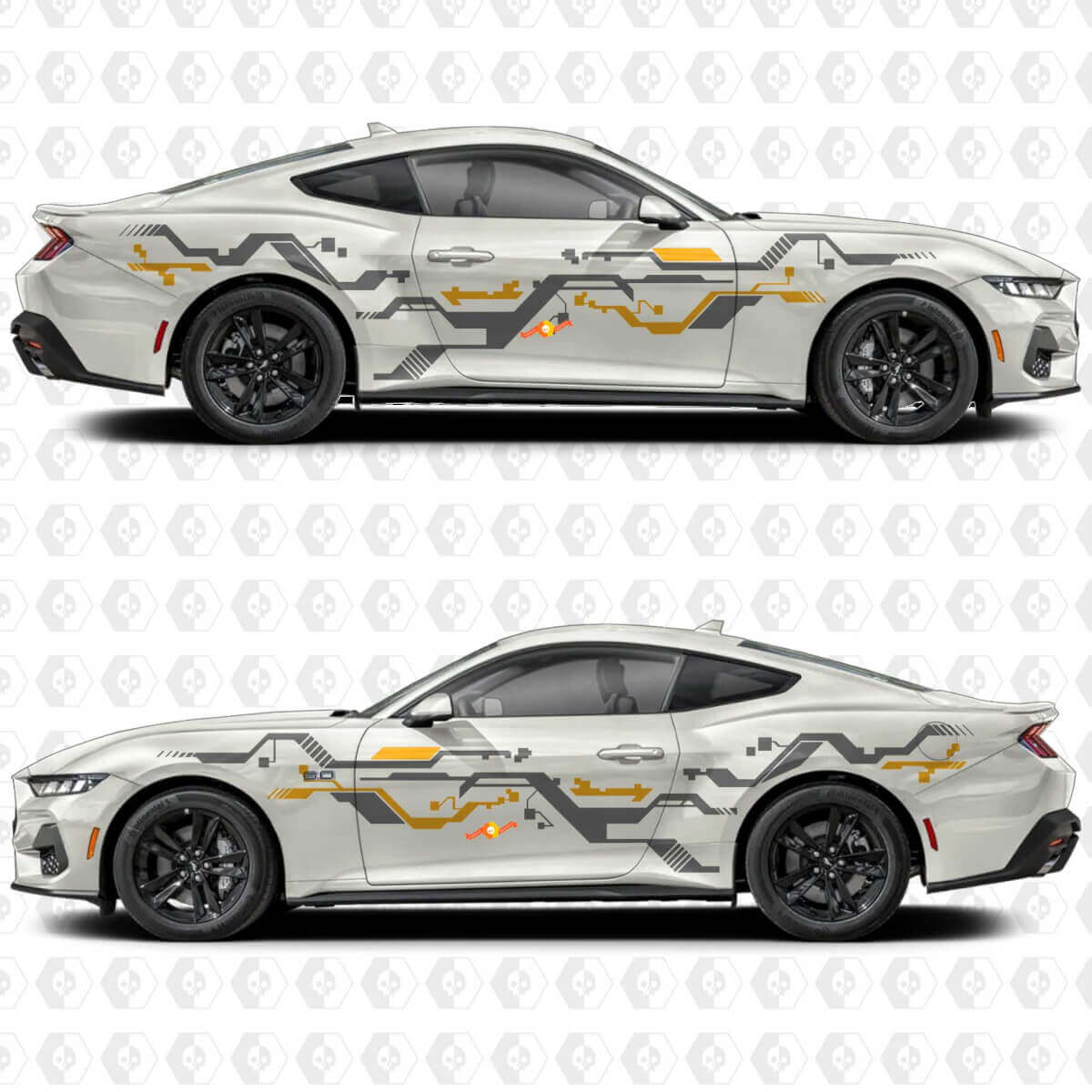 Digitale Pixelstreifen Seitentür Vinylaufkleber für Ford Mustang