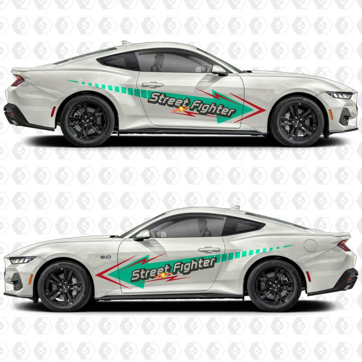 Street Fighter Look Seiten Tür Vinyl Aufkleber Sticker für Ford Mustang
