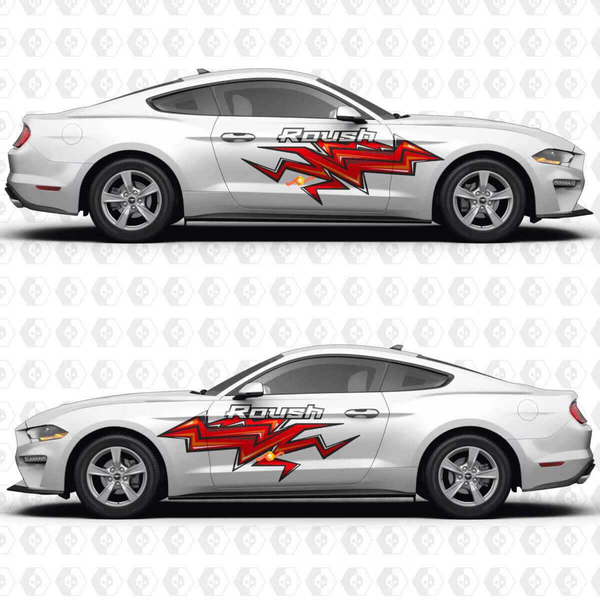 Roush Lightning Bolt Stripe Seiten-Tür Vinyl Aufkleber Sticker Grafiken für Ford Mustang
