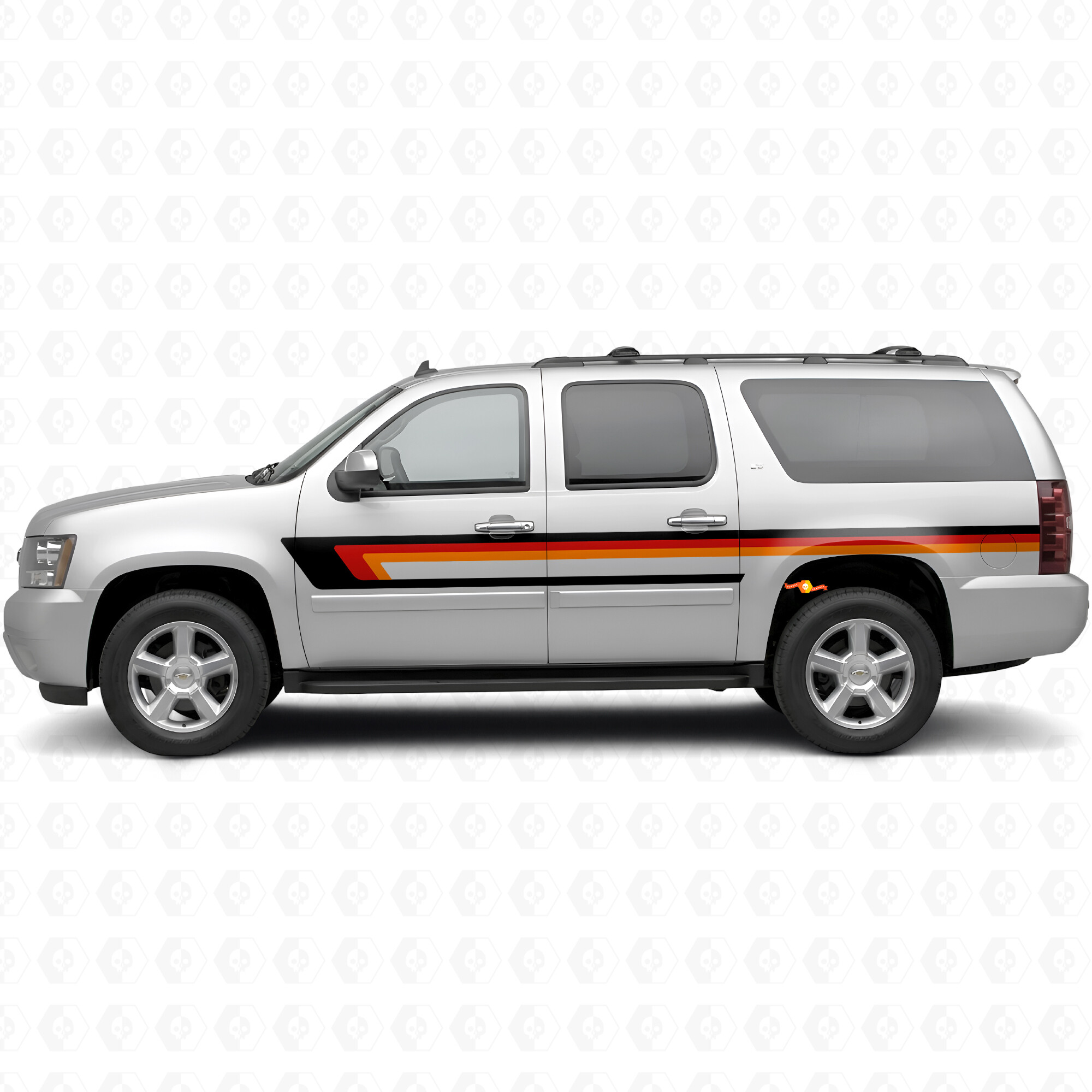 Retro Oberer Fensterrahmen Tür- & Heckseiten-Vinylstreifen für Chevrolet Suburban GMT900 2007-2014