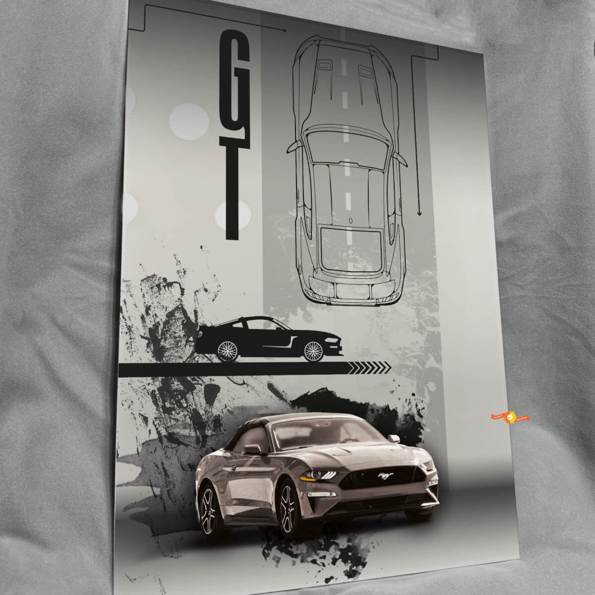 Custom GT Glossy Acrylic Garage Wall Art Panel for Ford Mustang fans