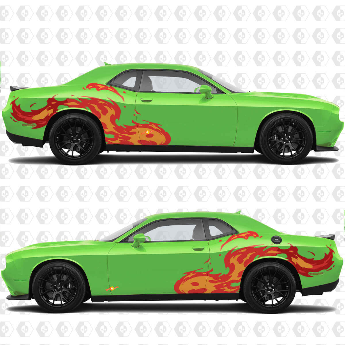Tongues Of Flame Seitentüren Heckkotflügel Vinyl-Aufkleber Sticker für Dodge Challenger