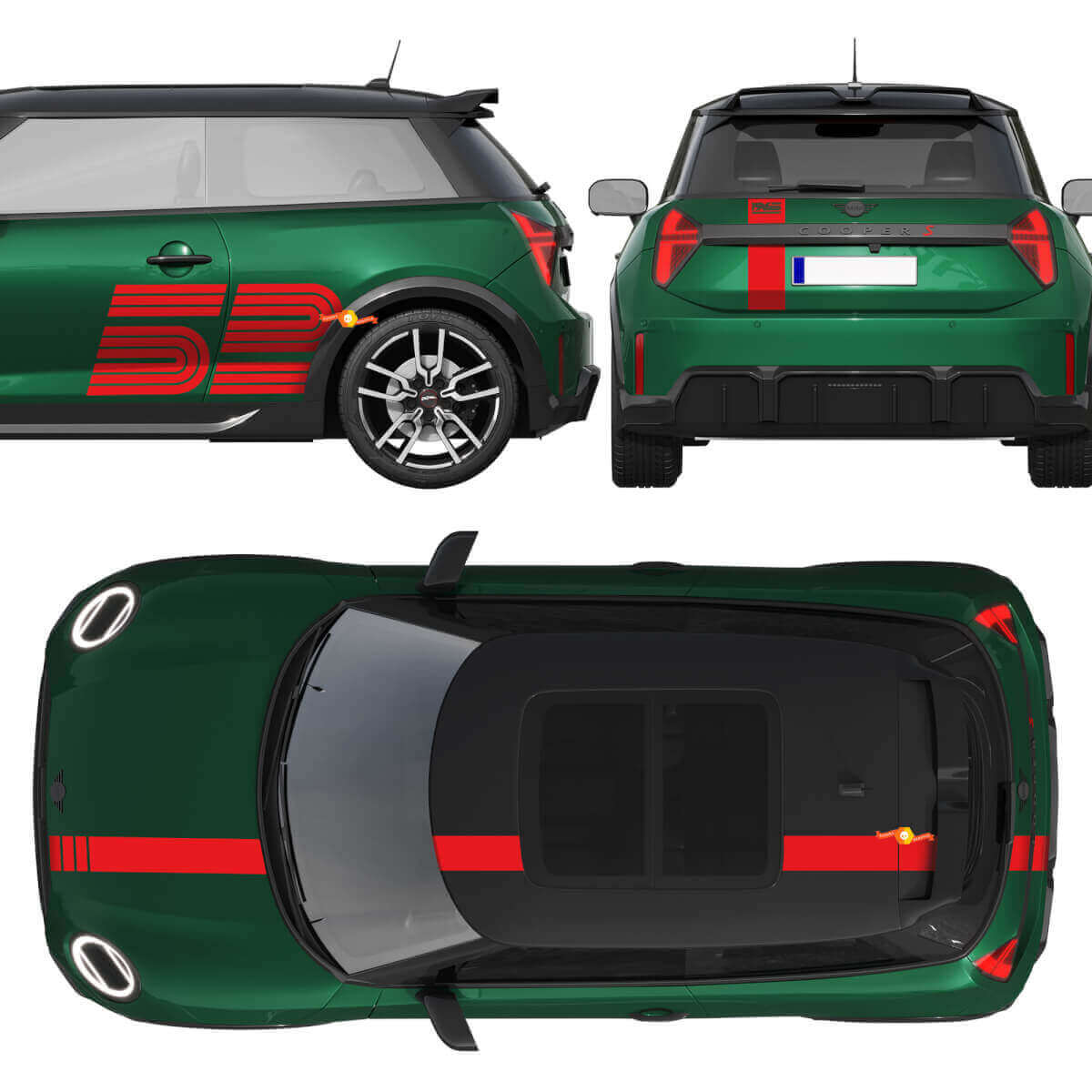 52 Victory Edition Vollsatz Streifen Vinyl-Aufkleber für Mini Cooper S