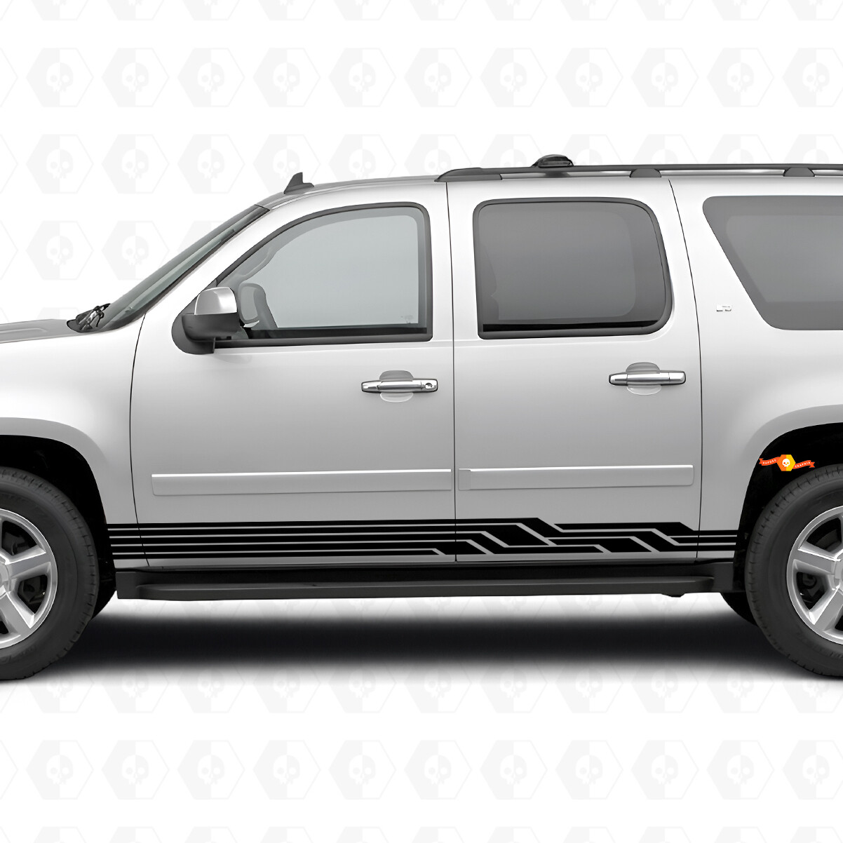 Winkelige Lightning Tür- und Schwellerleisten Vinyl-Streifen für Chevrolet Suburban GMT900 2007-2014
