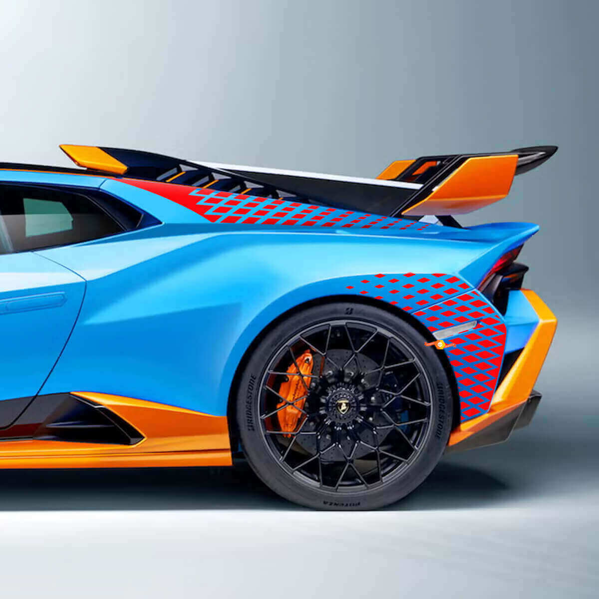 Karierte Racing Heckkotflügel Vinyl Aufkleber Set für Lamborghini Huracan STO