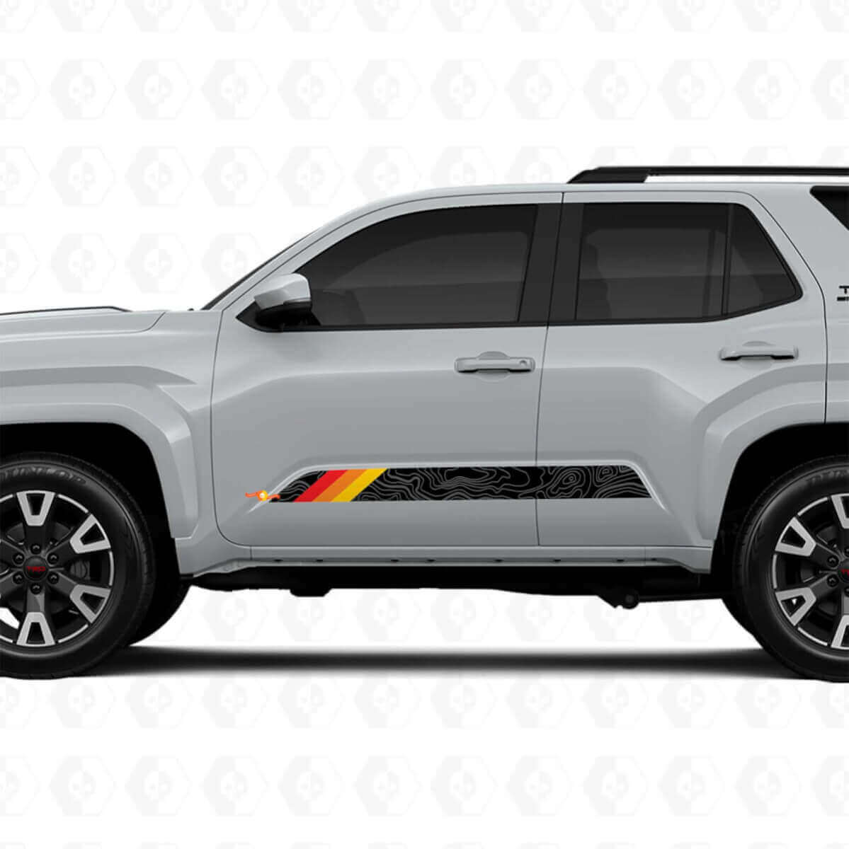 Topografische Karte Retro-Stil Türstreifen Vinylaufkleber Decal Für Toyota 4Runner 6. Generation